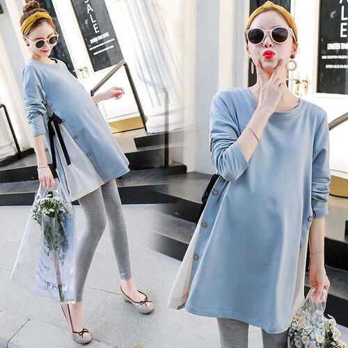 Maternity Dress For Pregnant Women Clothes Casual Patchwork