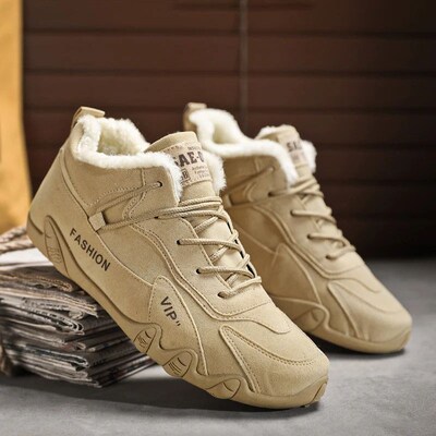 Men Winter Ankle Boots Warm Lace-up Cotton Shoes Men Footwea