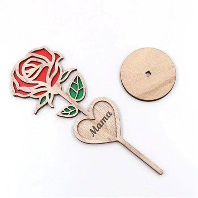 Personalized 2 Name Rose Wooden Rose Custom Heart Rose for