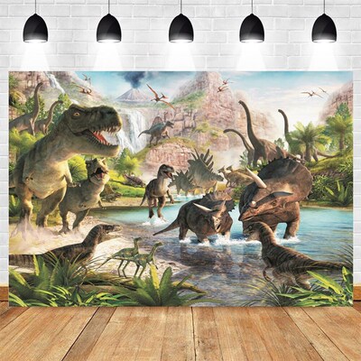 Dinosaur Theme Baby Birthday Photography Backdrops Jungle Tr