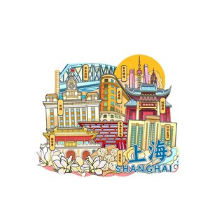 Wooden Chinese City Fridge Magnet  Home Decor Refrigerator S