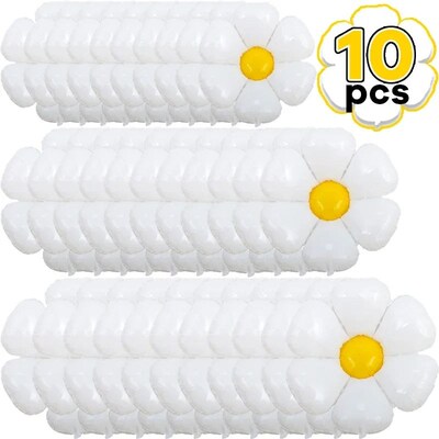 1/10Pcs Daisy Balloon Huge White Flower Aluminum Foil Balloo