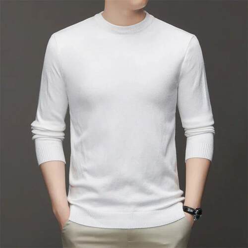 7 Colour Mens Round Neck Long Sleeved Solid Color Sweater S