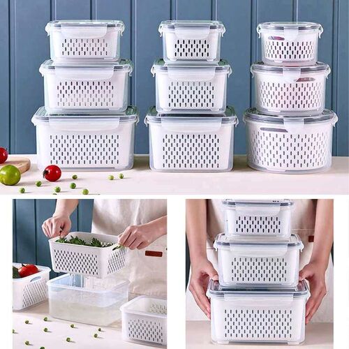 1pcRefrigerator Storage Box FreshVegetable Fruit Boxes Drain