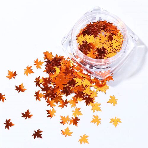1 Box Maple Leaves Nail Art Sequins Holographic Glitter Flak