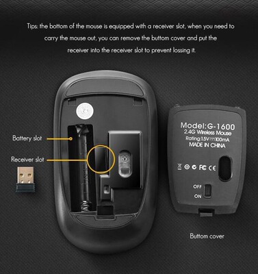 Wireless Mouse Silent Computer Mouse 2.4Ghz DPI Ergonomic