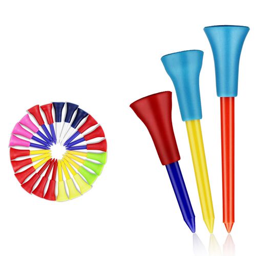Rubber Cushion Top Plastic Golf Tees Mixed Colors Pack of 30