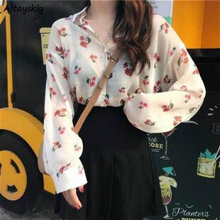 Summer Spring New Blouses Fresh Ulzzang College Floral Women