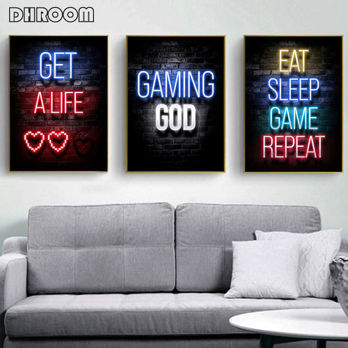 Gaming Room Decoration Poster Wall Art Video Game Canvas Pai