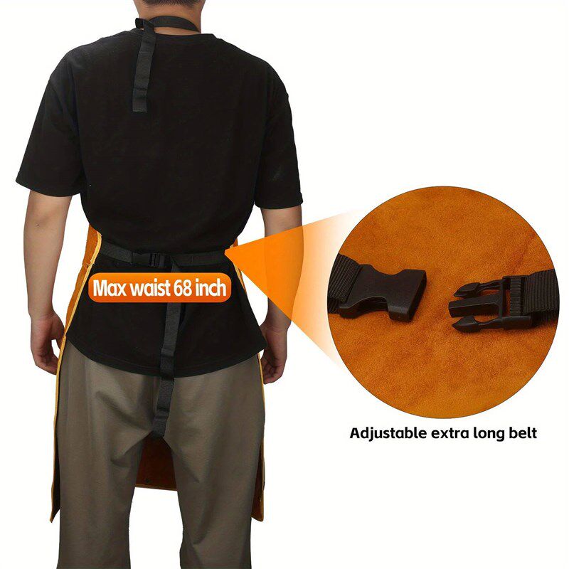 Leather Work Shop Apron, Buckle straps, Heat & Flame Resista