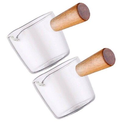 2 Pcs Mini Milk Cup Creamer Pitcher Glass Clear Water