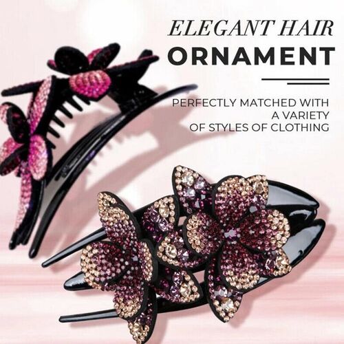Rhinestone Hair Clips Double Flower Hair Clip Hair Crystal H