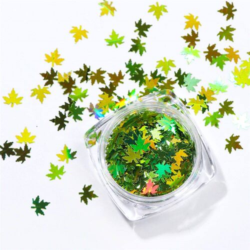 1 Box Maple Leaves Nail Art Sequins Holographic Glitter Flak