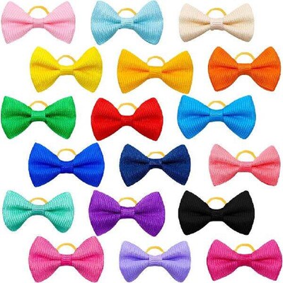 50 Pcs Pet Head Flower Headdress Puppy Bows Hair Ribbons