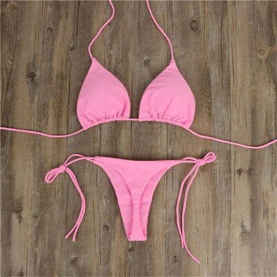Womens swimsuit Bikinis Set Women Sexy Pink Bandage Ladies