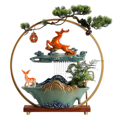 流水生财摆件循环水中式家居客厅办公室桌面开业乔迁招财装饰礼品