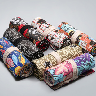 Kawaii Roll Art Colored School Pencil Case Holes