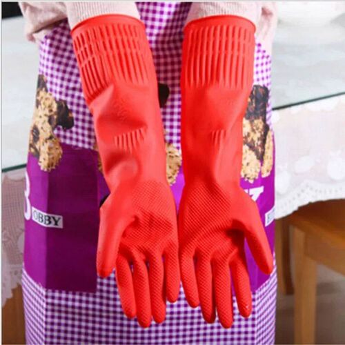 Flexible Comfortable Rubber Clean Gloves Red Dish Lady Washi