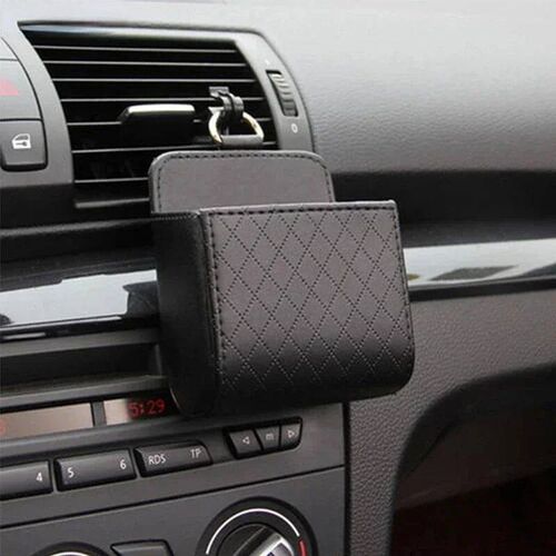 1pc Car Air Outlet Storage Bag - Leather Dashboard Organizer