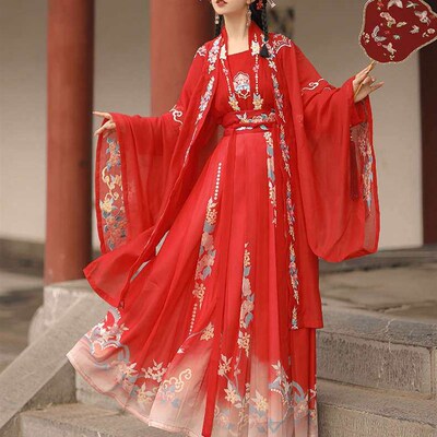 Summer New Style Flower Wedding Hanfu Thin Ancient Costume E