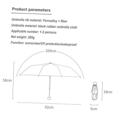 Mini Pocket Umbrella Women UV Small Umbrellas 260g Rain Wome