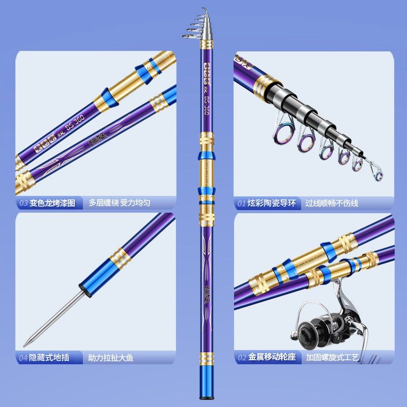 (紫色)狼王海竿超硬远投竿鲢鳙装海杆抛竿甩杆碳素大物海钓竿,户外/登山/野营/旅行用品,海钓竿,淘宝优惠券,粉丝福利购,淘宝优惠卷