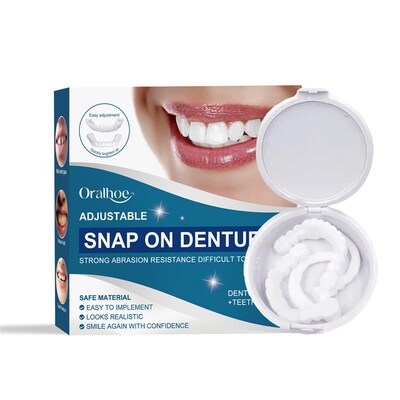 ORALHOE Adjustable Snap-On Dentures, made from comfortable m