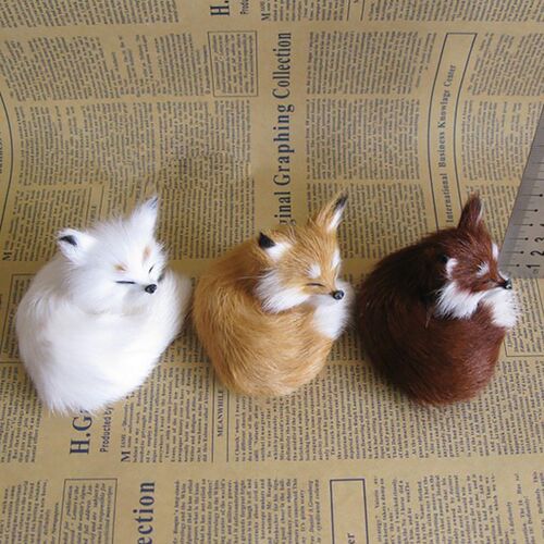 New Simulation Brown Fox Furs Squatting Fox Model Home Decor