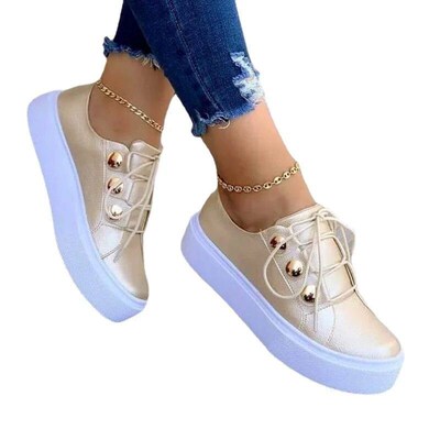 White Shoes Women 2023 Fashion Round Toe Platform Shoes Size