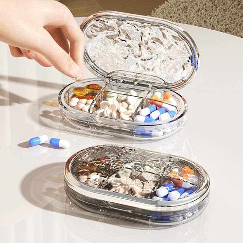New Water Ripple Design Pill Box - Mini Portable Medicine Or