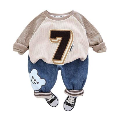 Spring New Boys Crewneck Sweater Long Sleeve Set Mens Baby