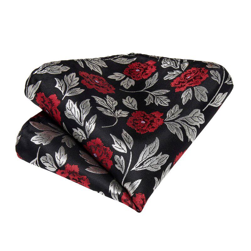 Black Red Rose Floral Ties For Men 8cm Mens Silk Neck Tie H