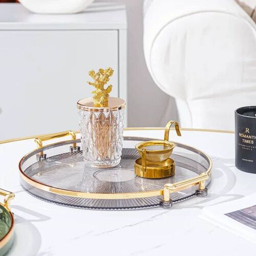 Round Storage Tray Home Living Room Coffee Table Tea Cup Sto