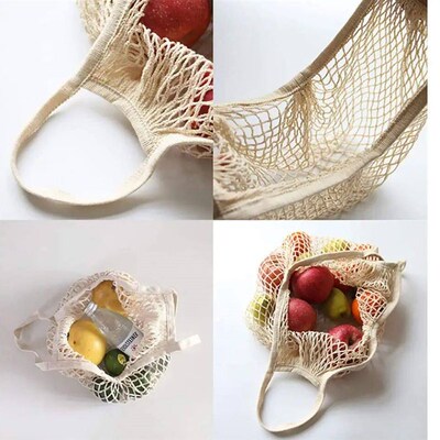 Reusable Fruit Vegetable Bag Washable Cotton Mesh Grocery Ba