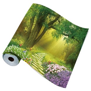 自粘仿真森林树林绿草地墙壁贴画风景壁画客厅卧室电视背景墙定制