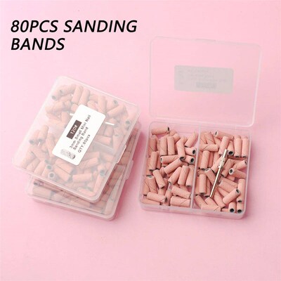 80pcs/box Pink 3.1mm  Sanding Bands Kits Nail Drill Bits Man