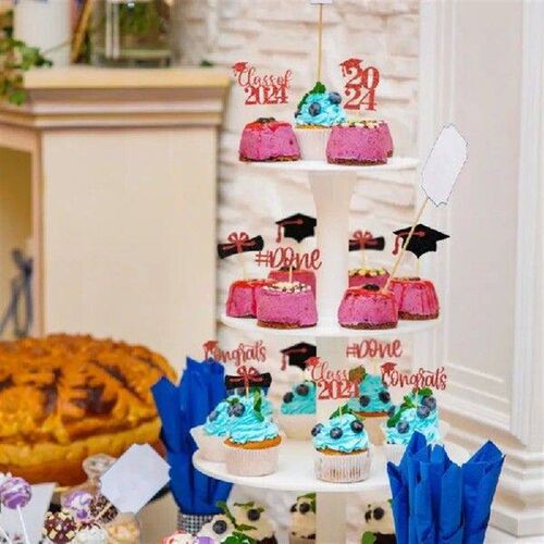 12 Pcs Graduation Season Celebration Cake Prop Insert Cap