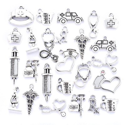 YuenZ 25pcs/set Antique Silver color Medical tools Charms Me