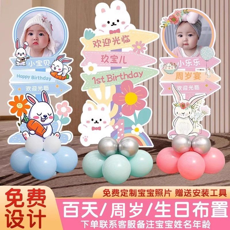 兔宝宝周岁百天百日宴指示迎宾牌装饰酒店场景布置照片kt板定制,节庆用品/礼品,装扮布置套餐,淘宝优惠券,粉丝福利购,淘宝优惠卷
