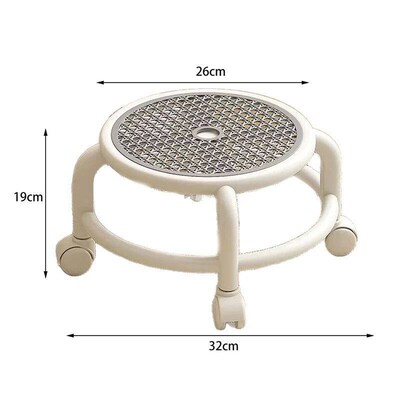 Swivel Rolling Stool Round Low Small Grey Universal Wheel