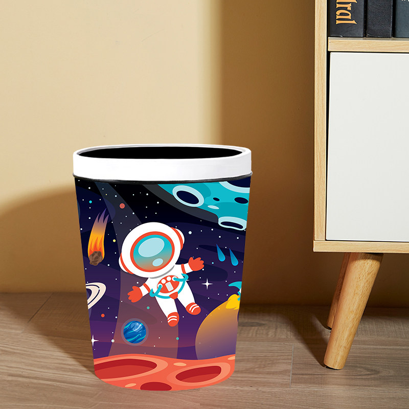 儿童房男孩垃圾桶创意个性卡通可爱家用客厅卧室房间书房压圈纸篓