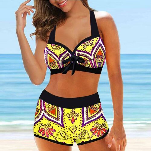 2022 New Women Retro Print Bathing Suit Female Swimsuit Fema
