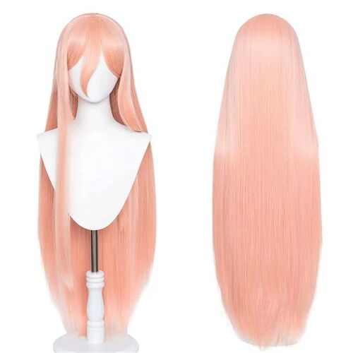 Anime Chainsaw Man Makima Power Cosplay Wig Long Orange Pink