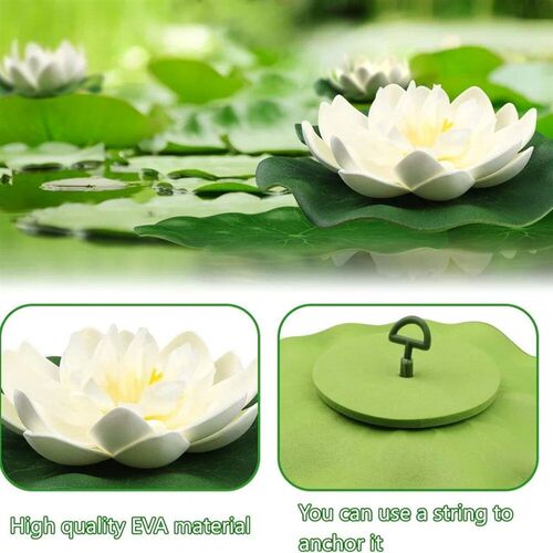 10pcs(6flowers and 4leaves )Artificial Lotus, Realistic Wate