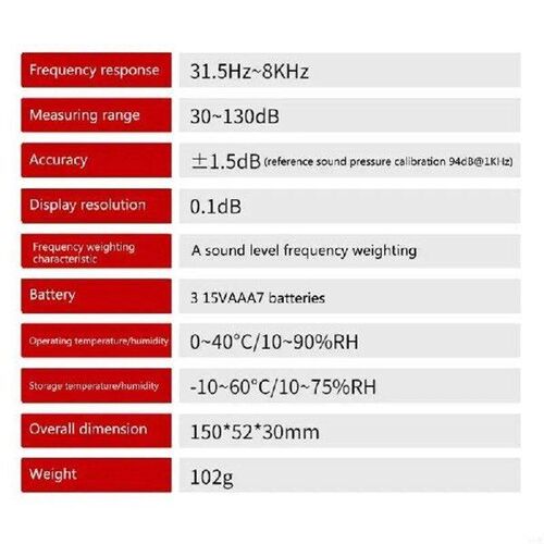 E1PC Digital Decibels Noise Meter Sound Level Meter Datas