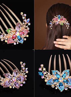 Austrian Rhinestone Hair Comb Flower Leaf Bridal Crystal Hai