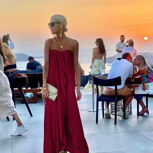 OL temperament womens collage wrap che big swing party dres