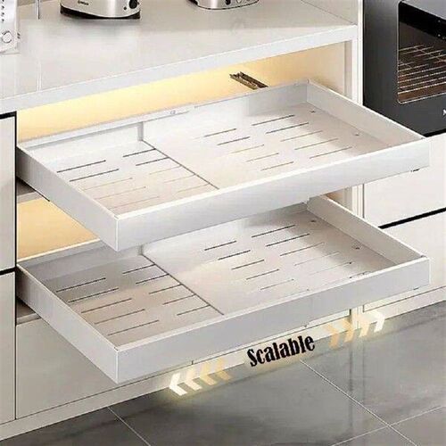 Kitchen Scalable Pull-out Storage Rack with Slide Rails