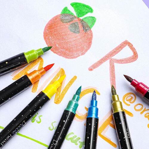 48/6Colors Double-headed Glitter Acrylic Markers Paint Pens