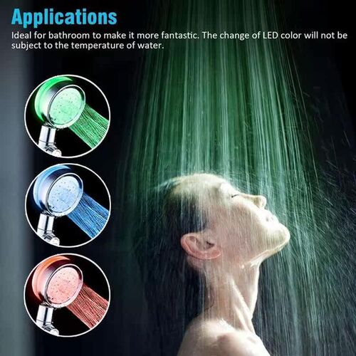 3 Color LED Rainfall Shower Head Shower Automatic Color